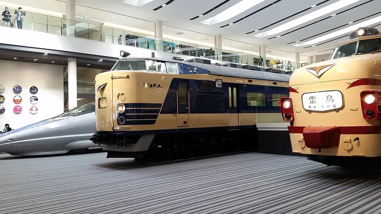 Historic trains inside Kyoto Railway Museum