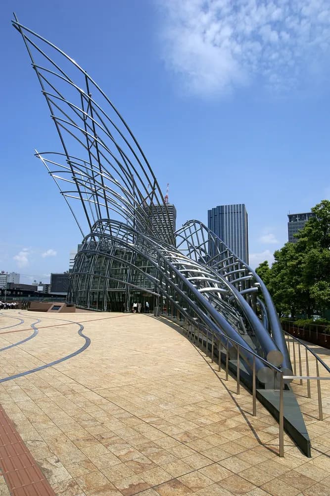 Sculptural entrance structure at the National Museum of Art, Osaka