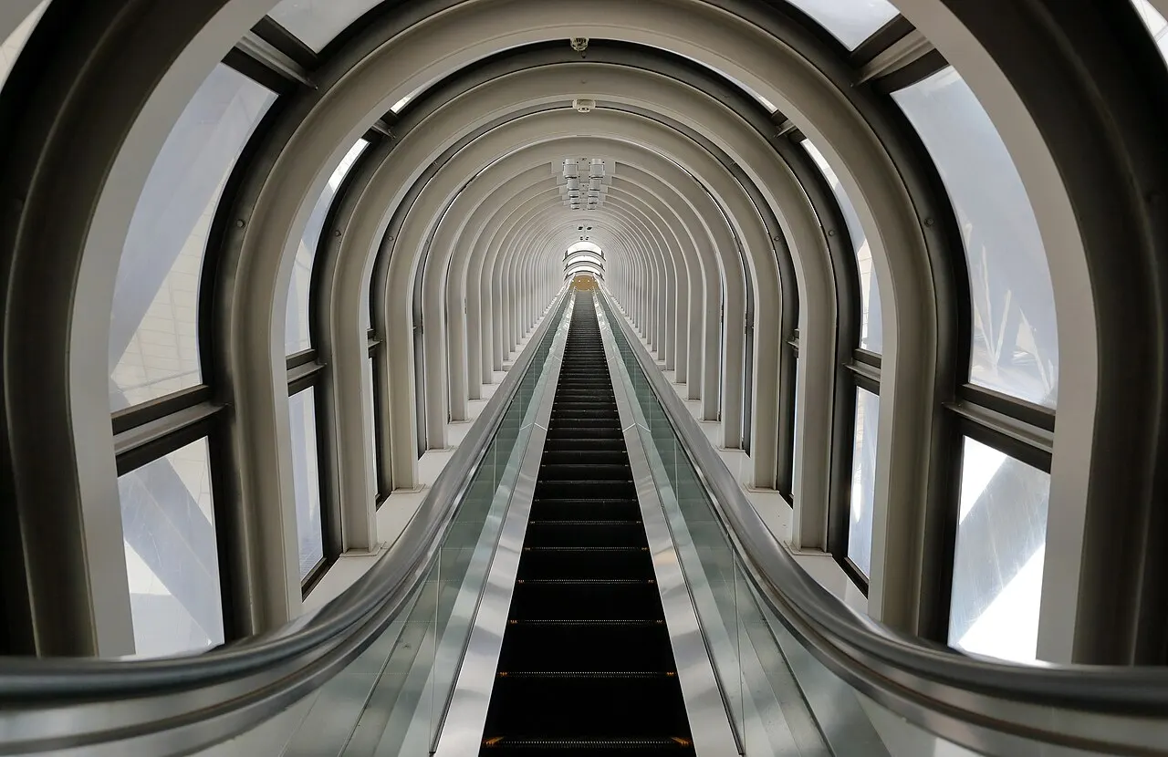Escalator leading towards the Umeda Sky Building observatory